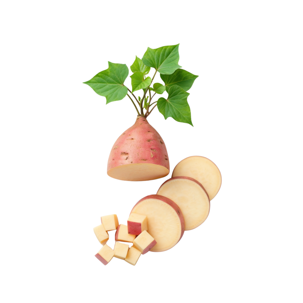 Sliced and diced sweet potato