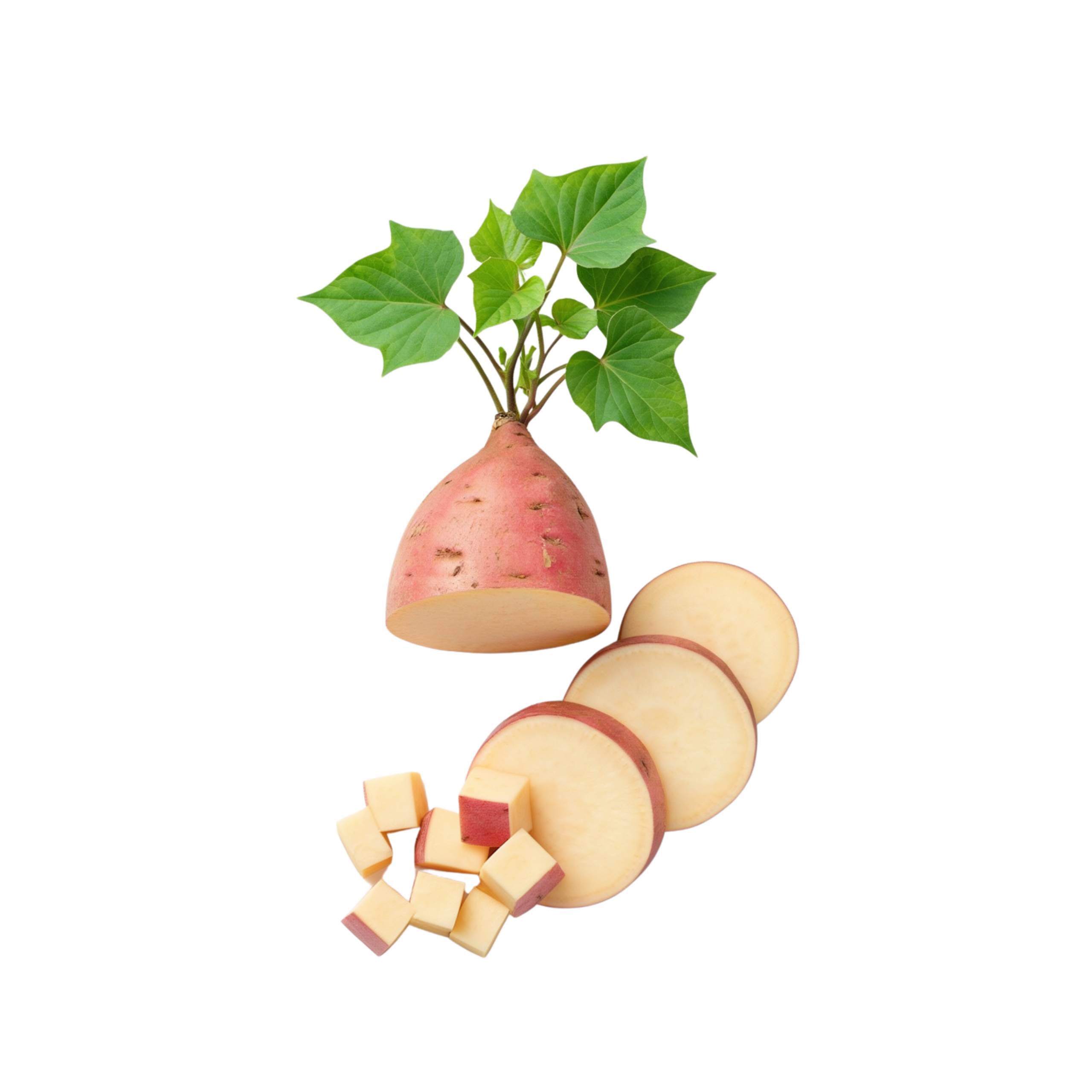 Sweet potato slices and cubes